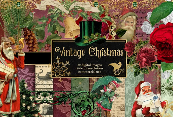 Vintage Christmas Digital Scrapbooking Kit