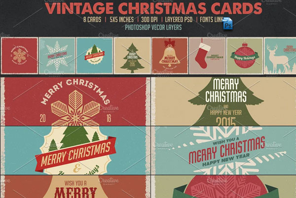 Vintage Christmas Photoshop Cards
