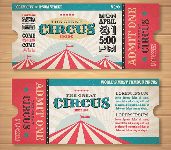Vintage Circus Ticket Free Template