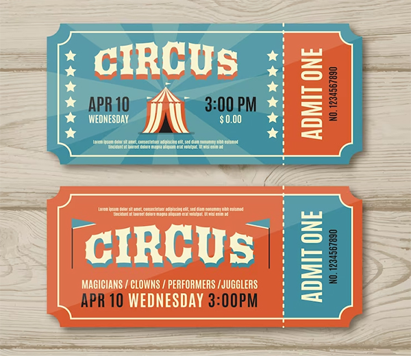Vintage Circus Ticket PSD Free Template