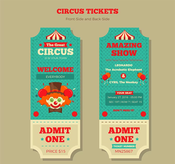 Vintage Circus Tickets Free Design