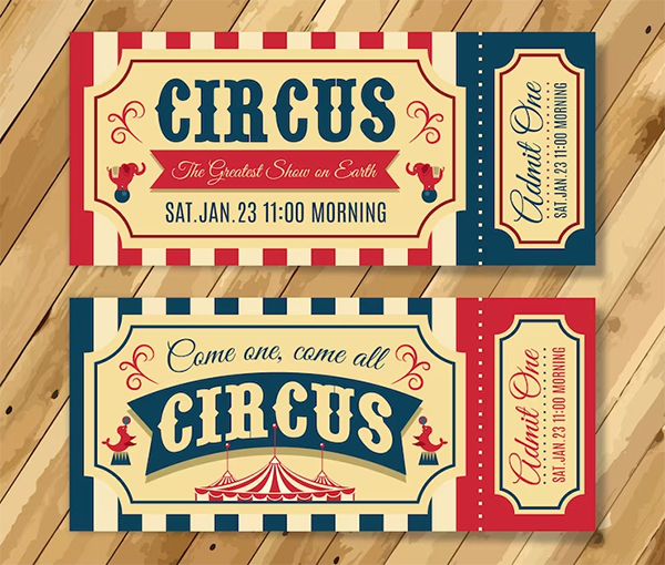 Vintage Circus Tickets Free Template