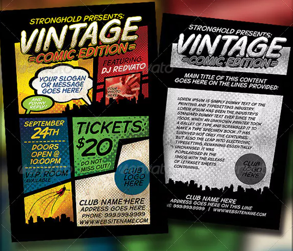 Vintage Comic Book Event Promotion Flyer Template