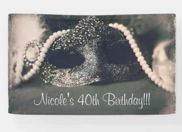 Vintage Glam Old Photo Masquerade Party Banner