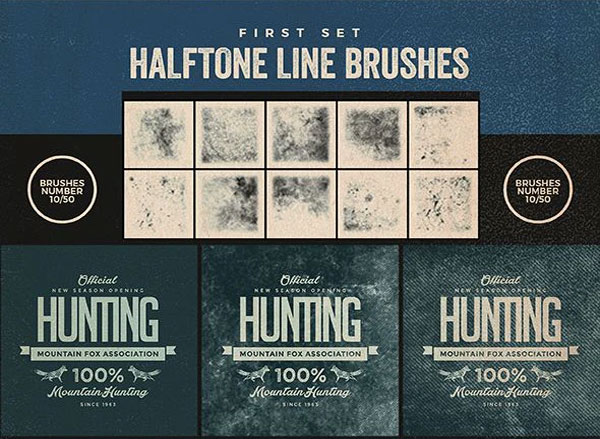 Vintage Halftone Brushes Set