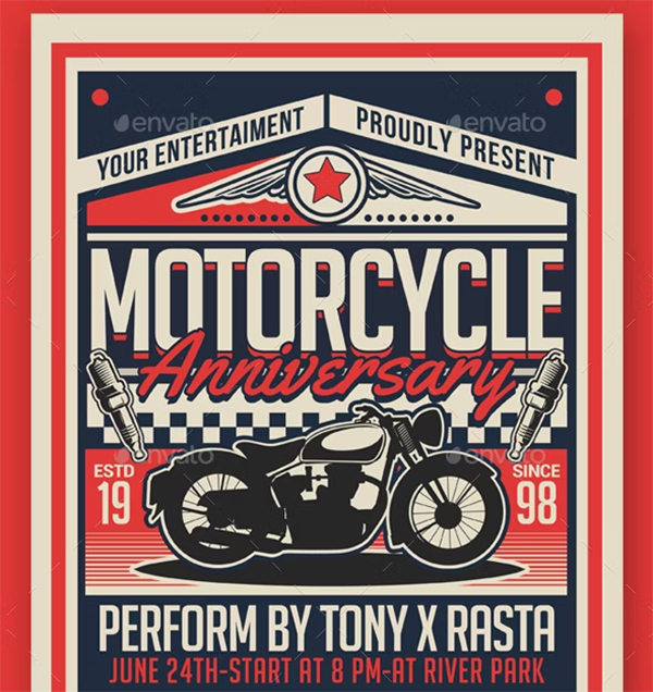 Vintage Motorcycle Event Flyer