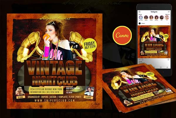 Vintage Night Club Event Flyer Template