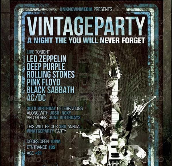 Vintage Night Club Party Flyer Template