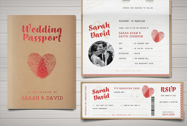 Vintage Passport Wedding Invitation