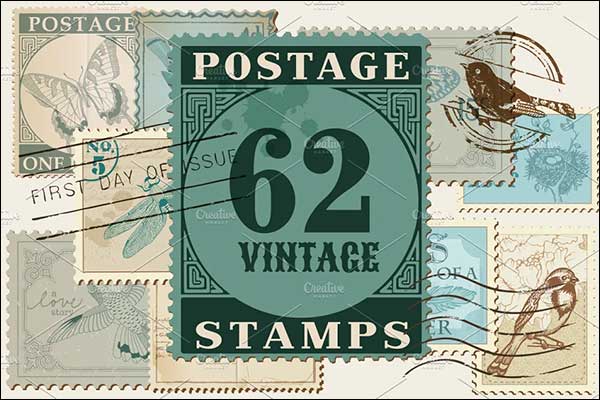 Vintage Postage Stamps Mockup