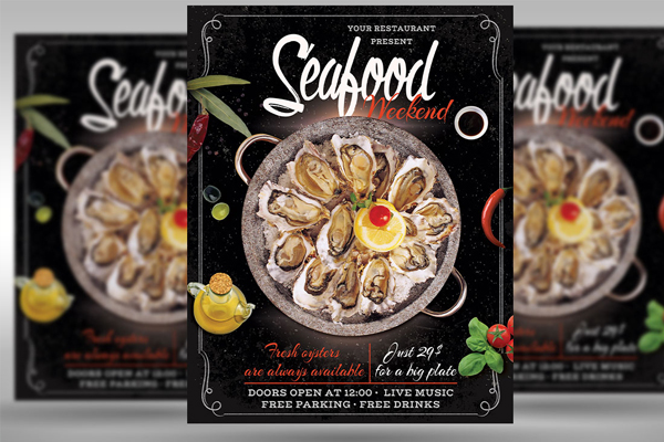 Vintage Seafood Restaurant Flyer Template