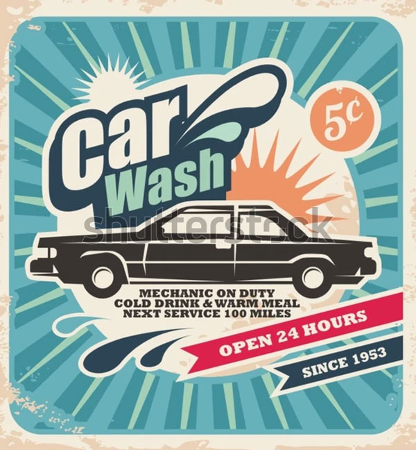 Vintage Style Car Wash Poster