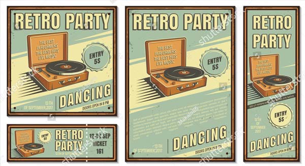 Vintage Style Retro Party Flyer Template