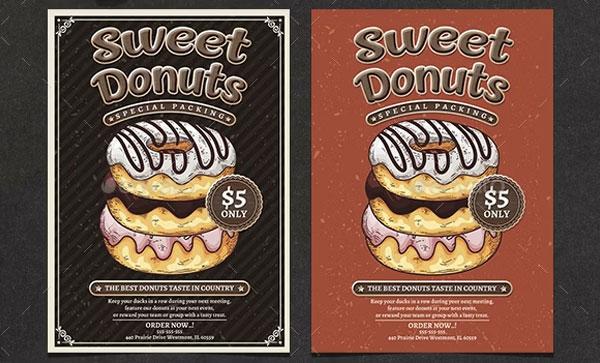 Vintage Sweet Donuts Menu Flyer