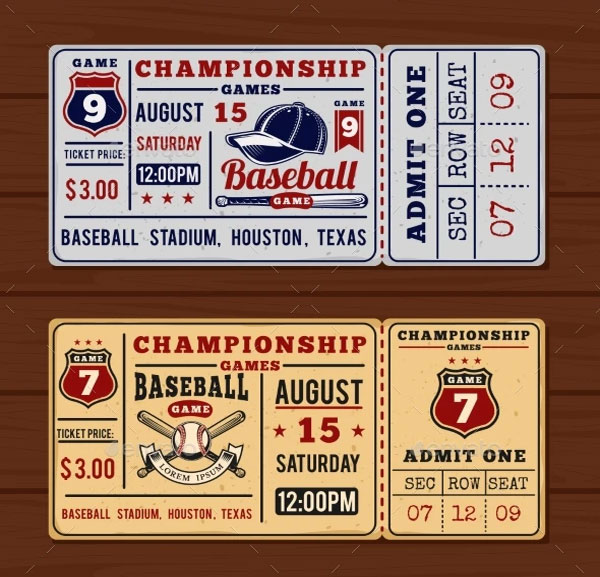 Vintage Tickets To the Championship Baseball