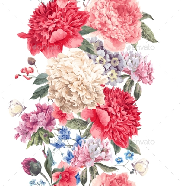 Vintage Vector Floral Seamless Greeting Card Template