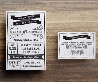 Vintage wedding invitation Templates