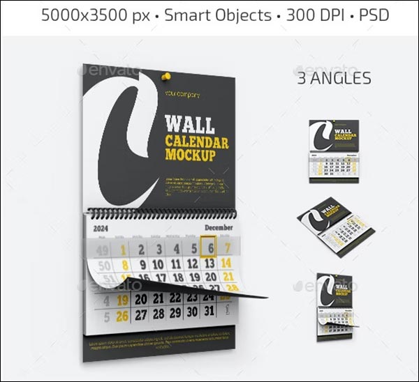 Wall Calendar Mockup PSD Set