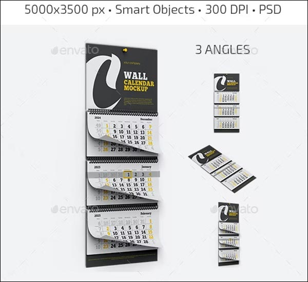 Wall Calendar Mockup Set PSD