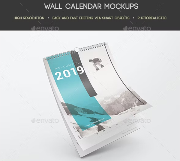 Wall Calendar Mockups PSD