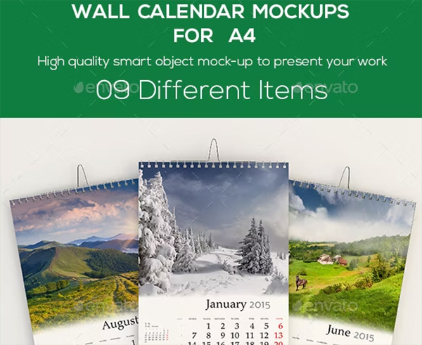 Wall Calendar Photoshop Mockups