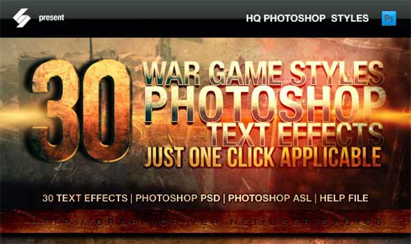 War Game Styles - Photoshop Text Styles