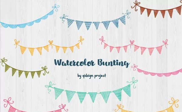 Watercolor Bunting Clipart