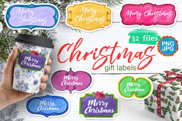 Watercolor Christmas Gift Labels