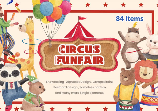 Watercolor Circus Banner
