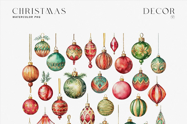 Watercolor Festive Christmas Set