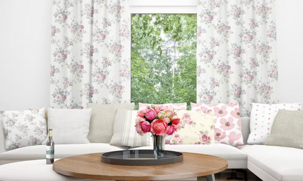 Watercolor Floral Bath Curtain Mockup Templates