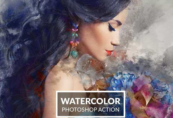 Watercolor Photoshop Action Templates