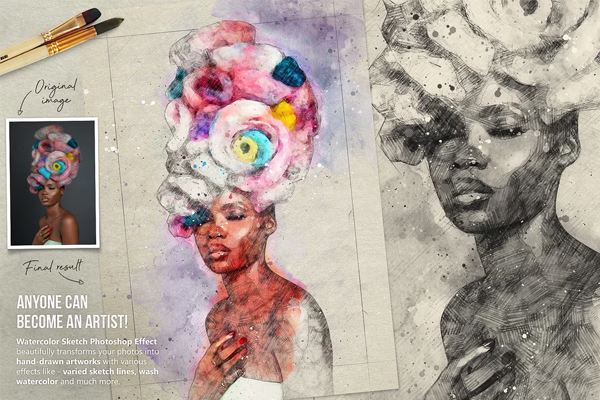 Watercolor Sketch PS Action