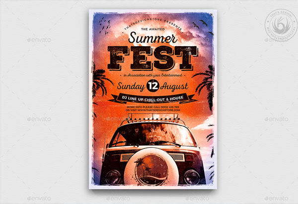 Watercolor Summer Fest Flyer Template