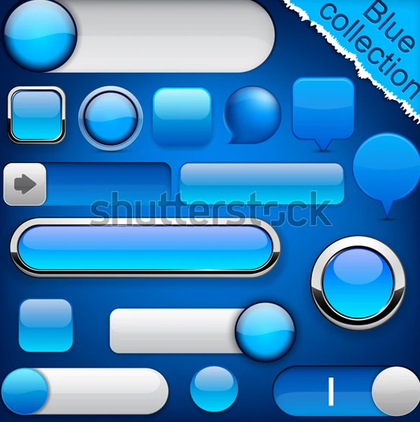 Website and App Blank Blue Web Buttons