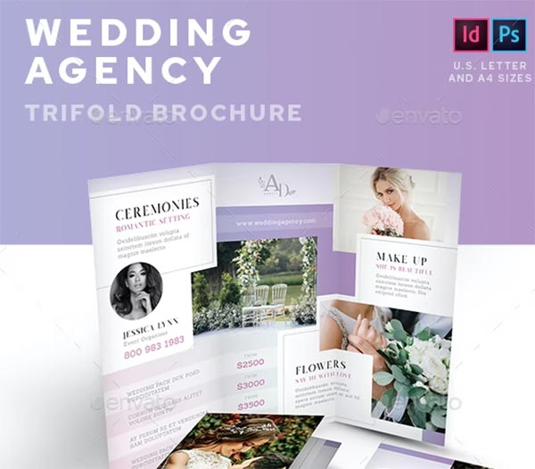 Wedding Agency Trifold Brochure Template Designs