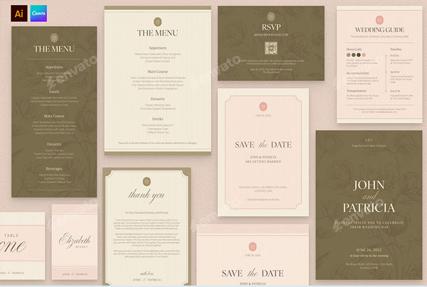 Wedding Invitations Set Premiun Template