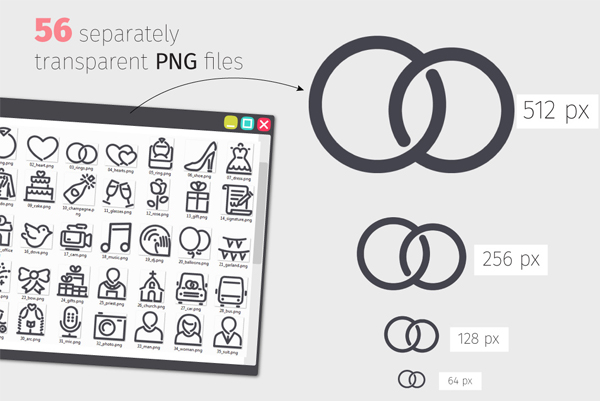 Wedding Line High Quality Icons Set