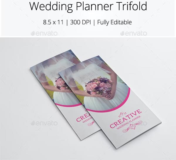 Wedding Planner Trifold Brochure PSD Template