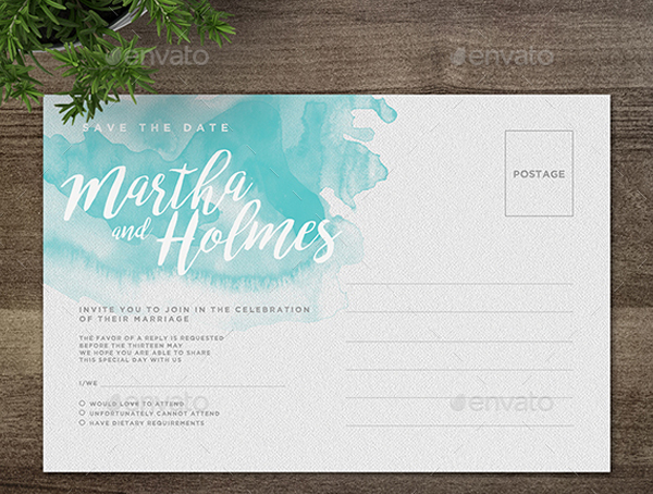 Wedding Postcard Invitation Design Template