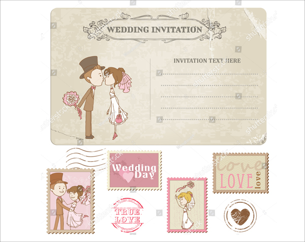Wedding Postcard and Postage Stamps