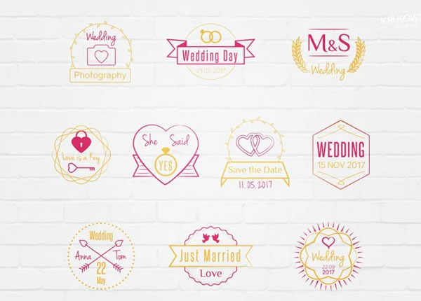 Wedding Stamp Vector Badges Logos