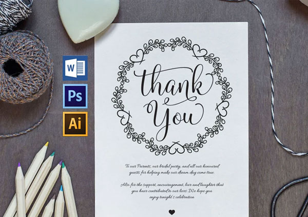 Wedding Thank You Card Printable Template