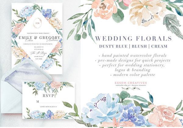 Wedding Watercolor Floral Invitation