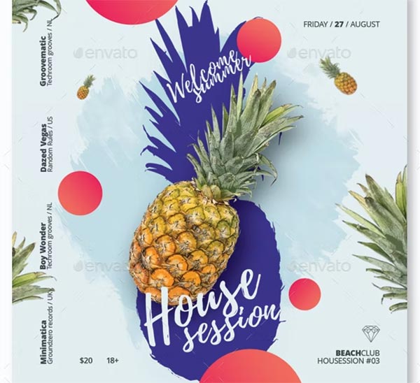 Welcome Summer House Music Party Flyer