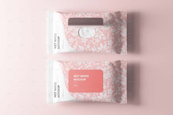 Wet Wipes Tissue Pouch Packaging Mockup
