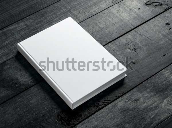 White Book Mockup on Dark Wooden