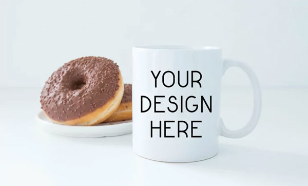 White Coffee Cup Donut Mockup