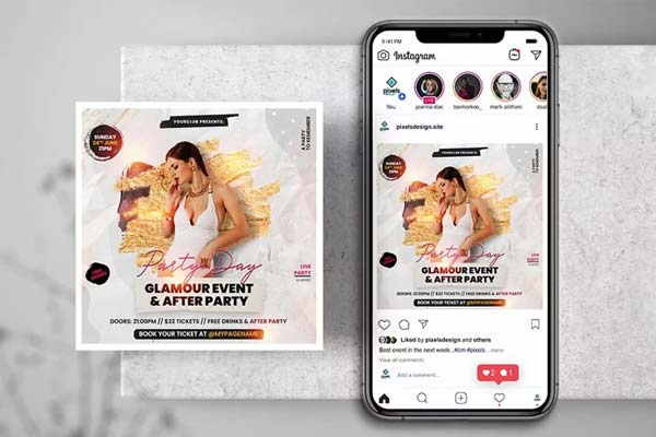 White Glamour Party Instagram Flyer Design