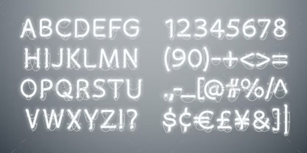 White Glowing Neon Text Effect